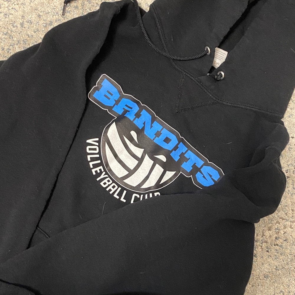 Russell Athletic Black Kids Hoodie with Blue Accents